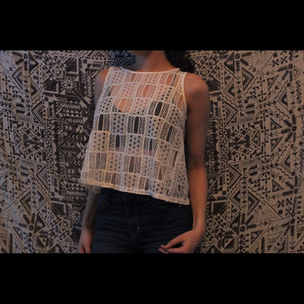 Lace white crop top